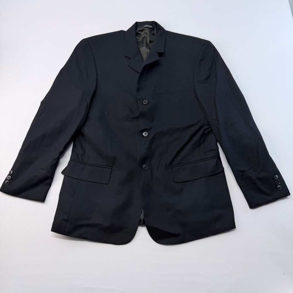 Claiborne Mens 40S Navy Blue 100% Wool 3 Button Blazer Sport Coat Jacket